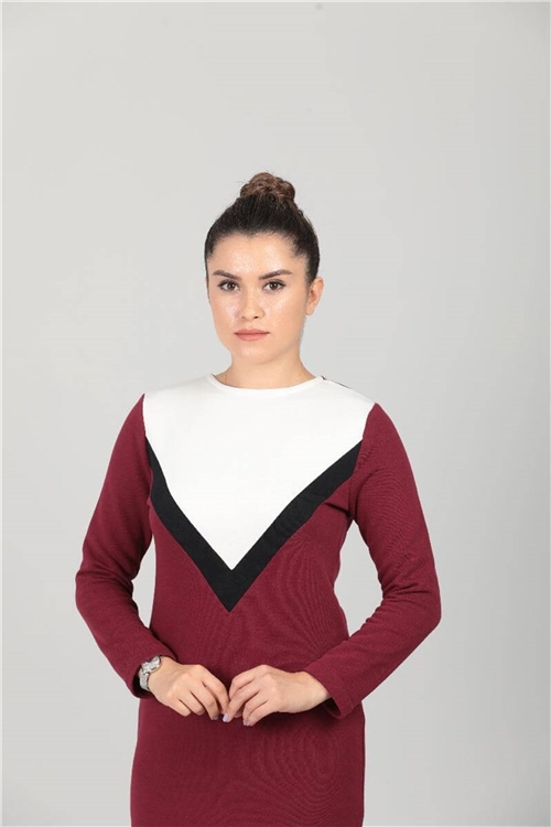 Three Thread Casual Dress - Claret Red