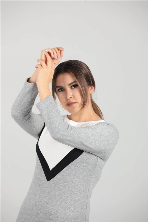 Three Thread Casual Dress - Gray