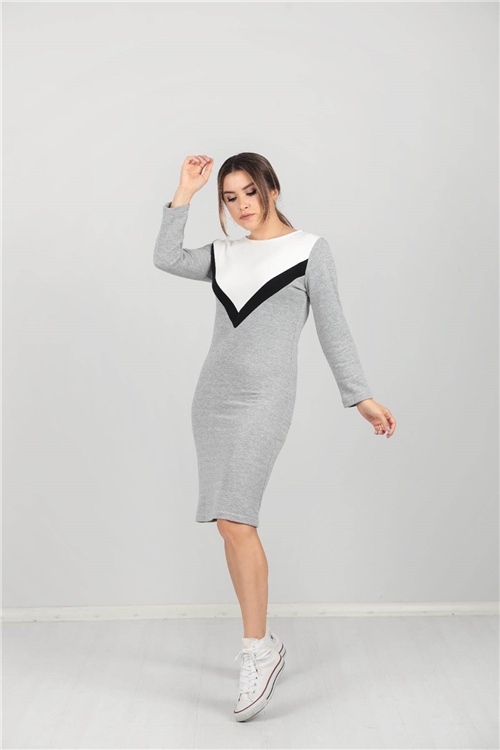 Three Thread Casual Dress - Gray
