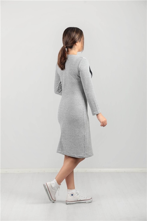 Three Thread Casual Dress - Gray