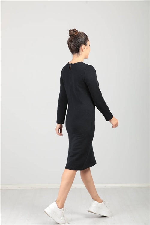 Three Thread Casual Dress - Navy Blue