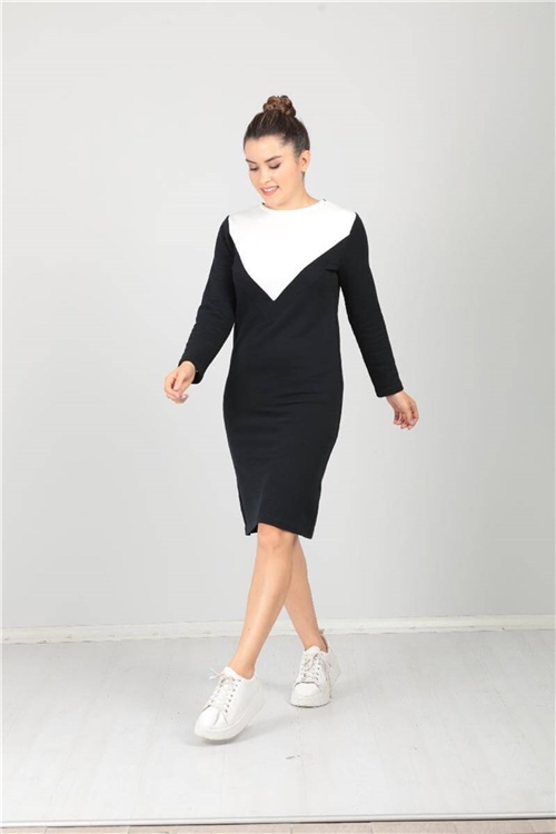 Three Thread Casual Dress - Navy Blue