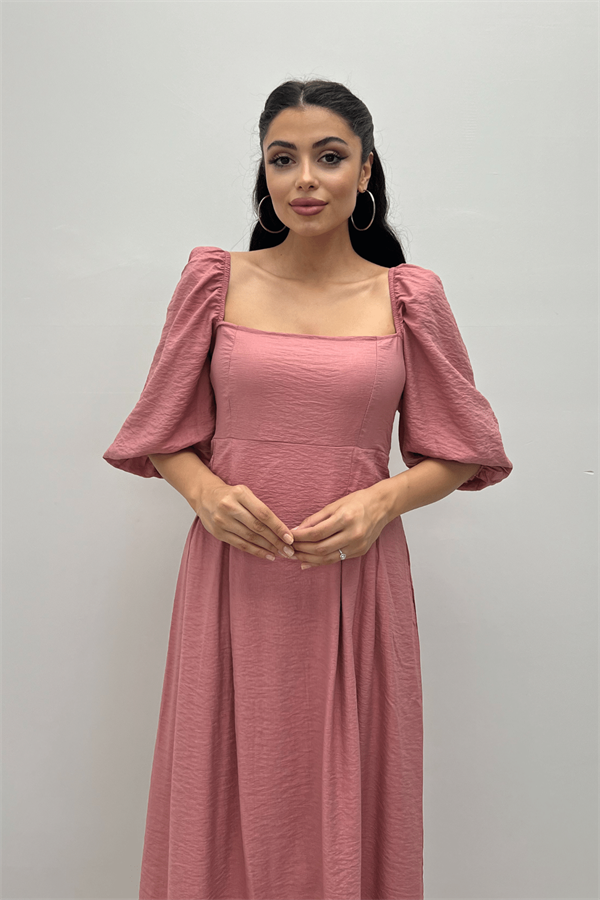 Viscon Fabric Midi Dress - Powder