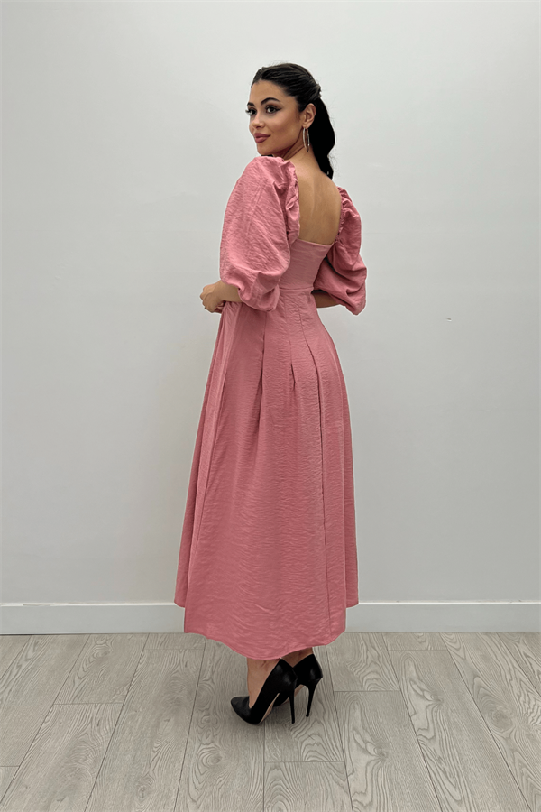 Viscon Fabric Midi Dress - Powder