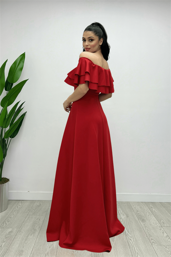 فستان بالفولان - أحمر