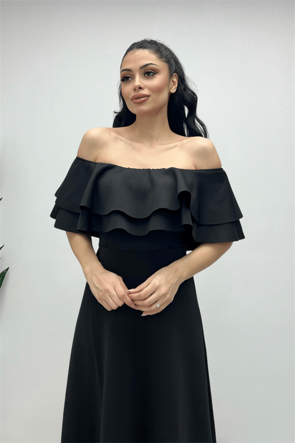 فستان بالفولان - الأسود