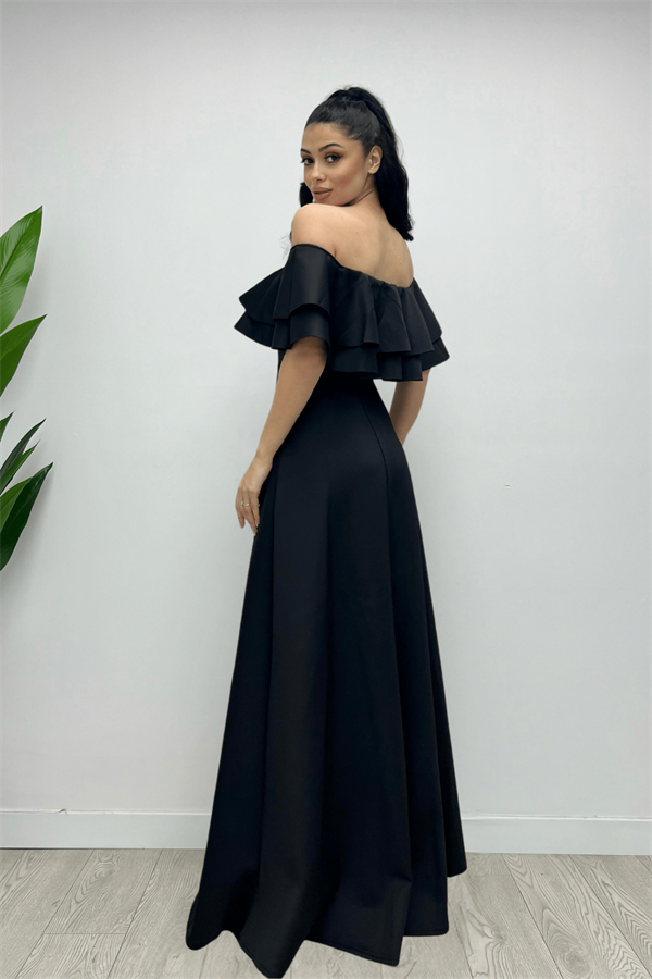 فستان بالفولان - الأسود