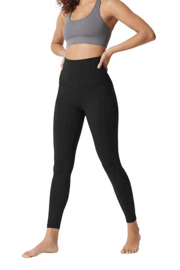 Yüksek Bel Lazer Kesim Dikişsiz Toparlayıcı Tayt - SİYAH