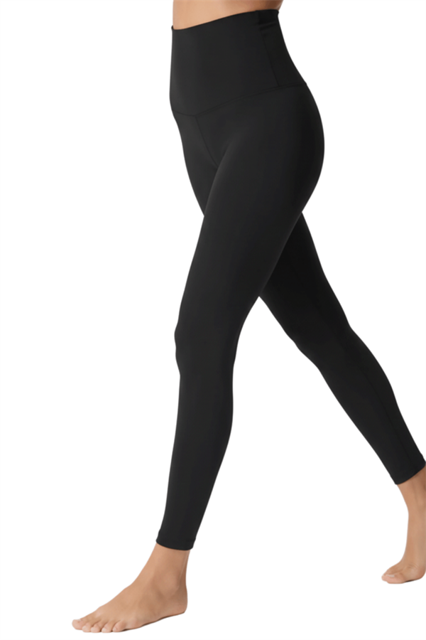 Yüksek Bel Lazer Kesim Dikişsiz Toparlayıcı Tayt - SİYAH