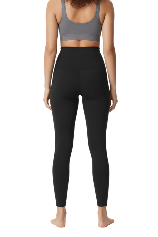 Yüksek Bel Lazer Kesim Dikişsiz Toparlayıcı Tayt - SİYAH