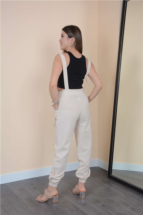 Chain Detail Salopette - Stone Color