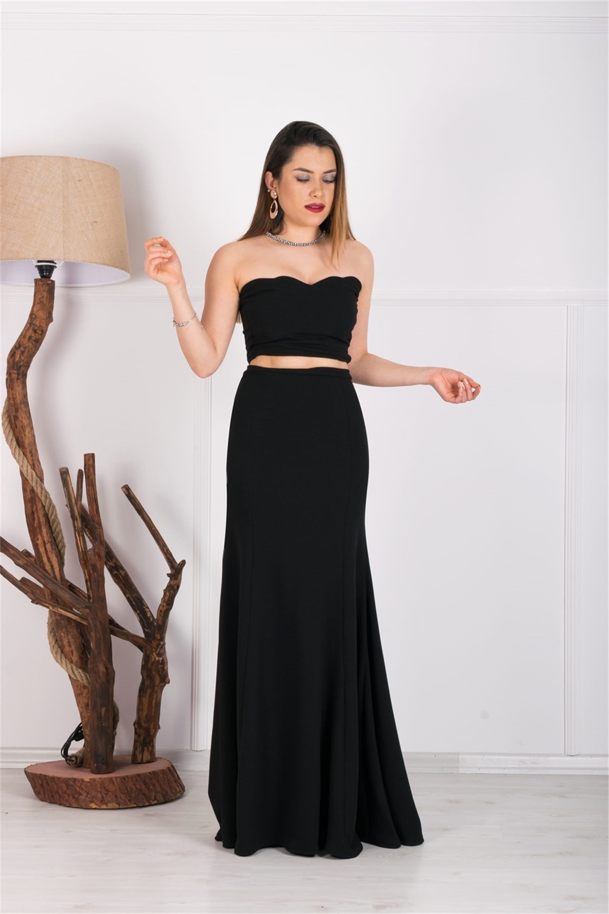 Skirt Bustier Evening Dresses - Black | Giyim Masalı