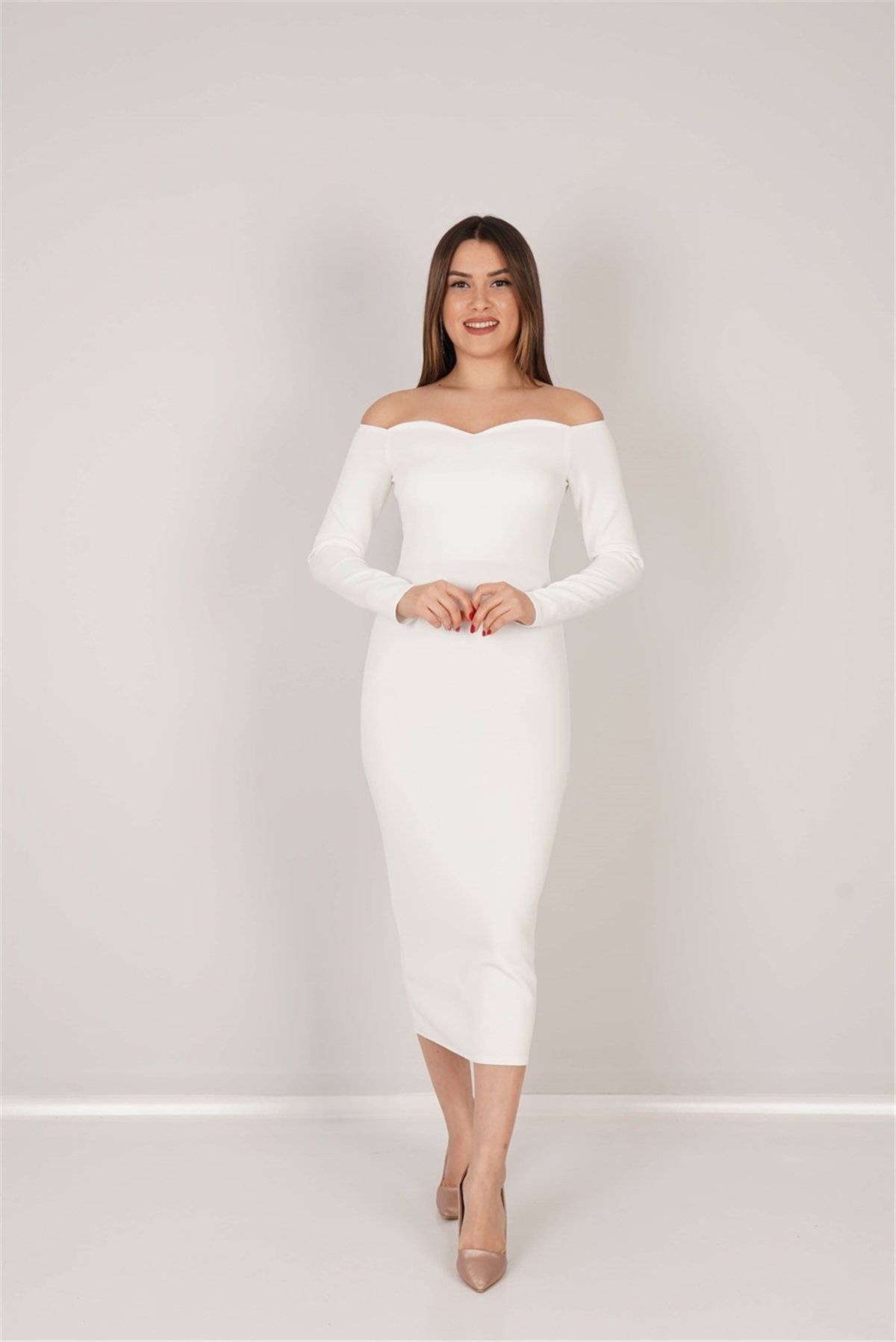 Kalem Elbise - Beyaz | Giyim Masalı