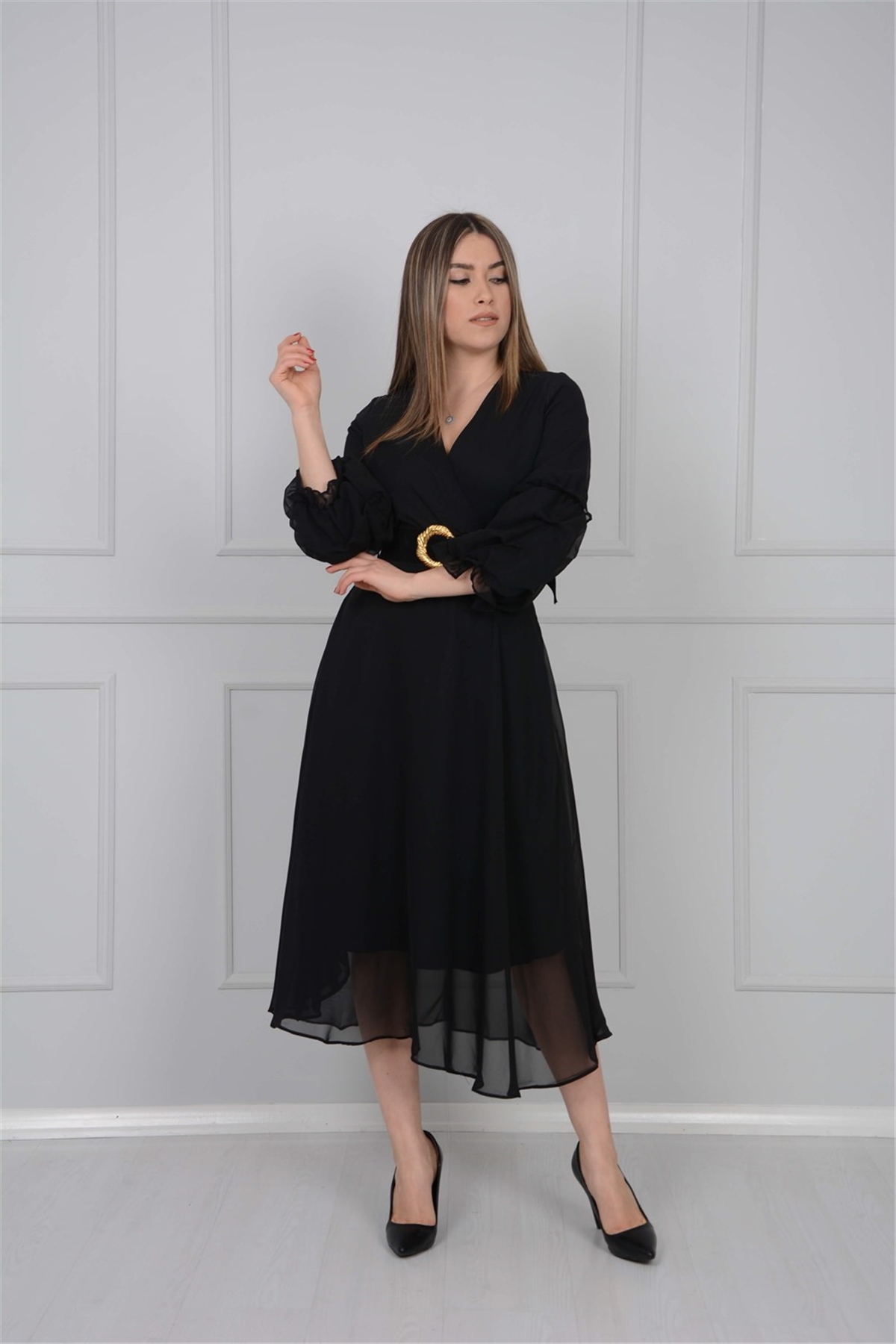 Şifon Siyah Elbise - Giyim Masalı