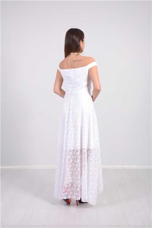 Full Dantel Tasarım Elbise - Beyaz