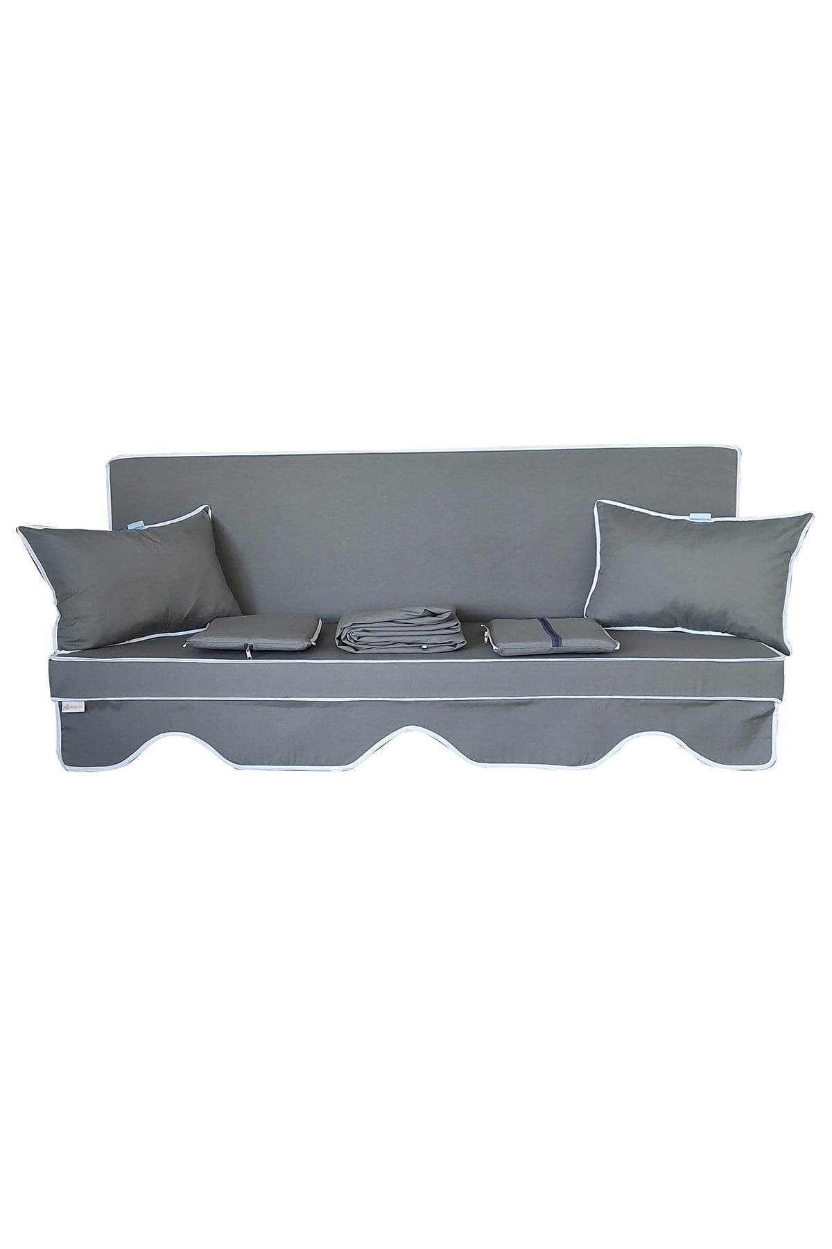 MİRZADE ELİT SALINCAK MİNDERİ SU İTİCİ KUMAŞ GRİ SÜNGER FERMUARLI SET-koyu gri drm 3979