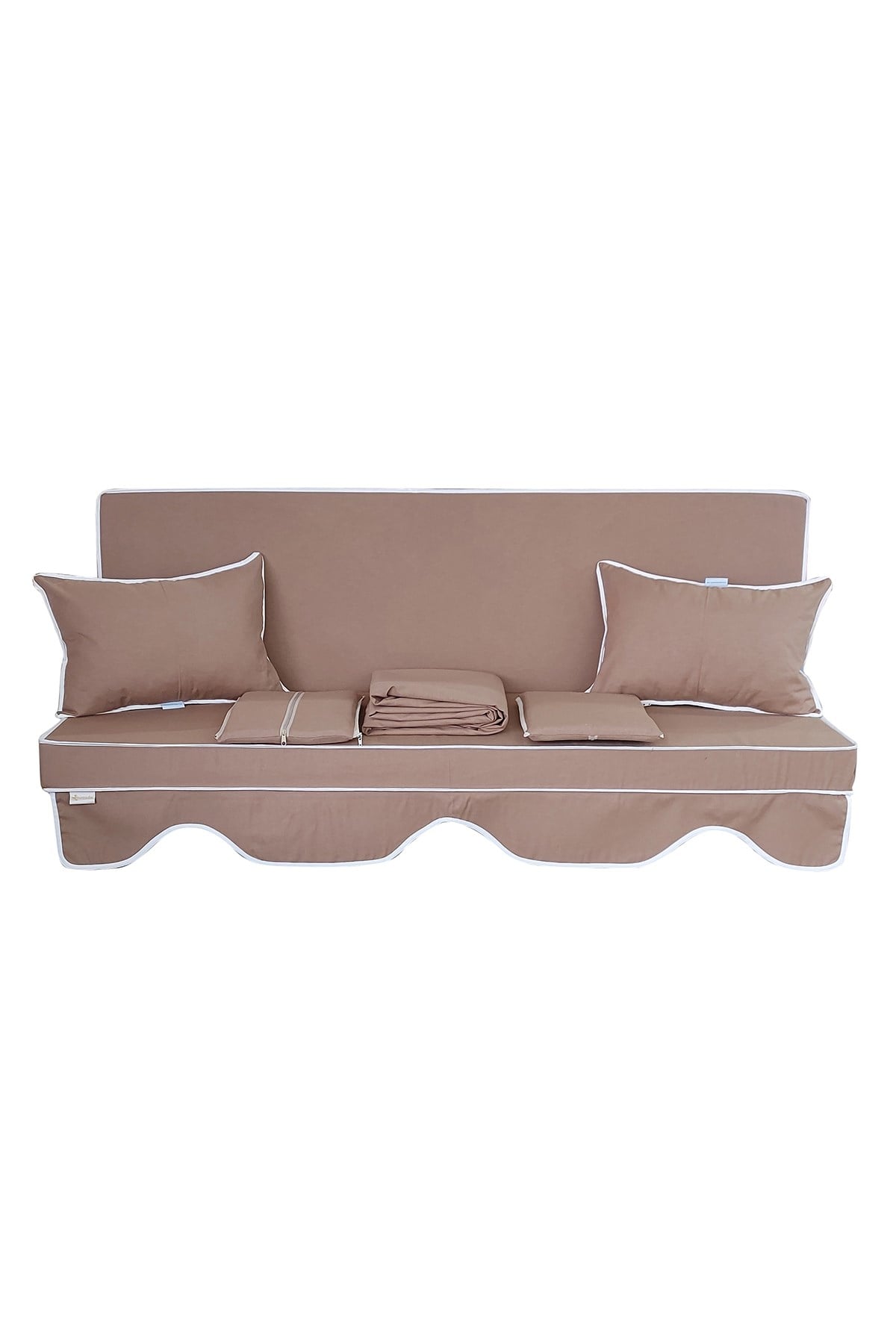 MİRZADE ELİT SALINCAK MİNDERİ SU İTİCİ KUMAŞ GRİ SÜNGER FERMUARLI SET-sütlü kahve drk 7444