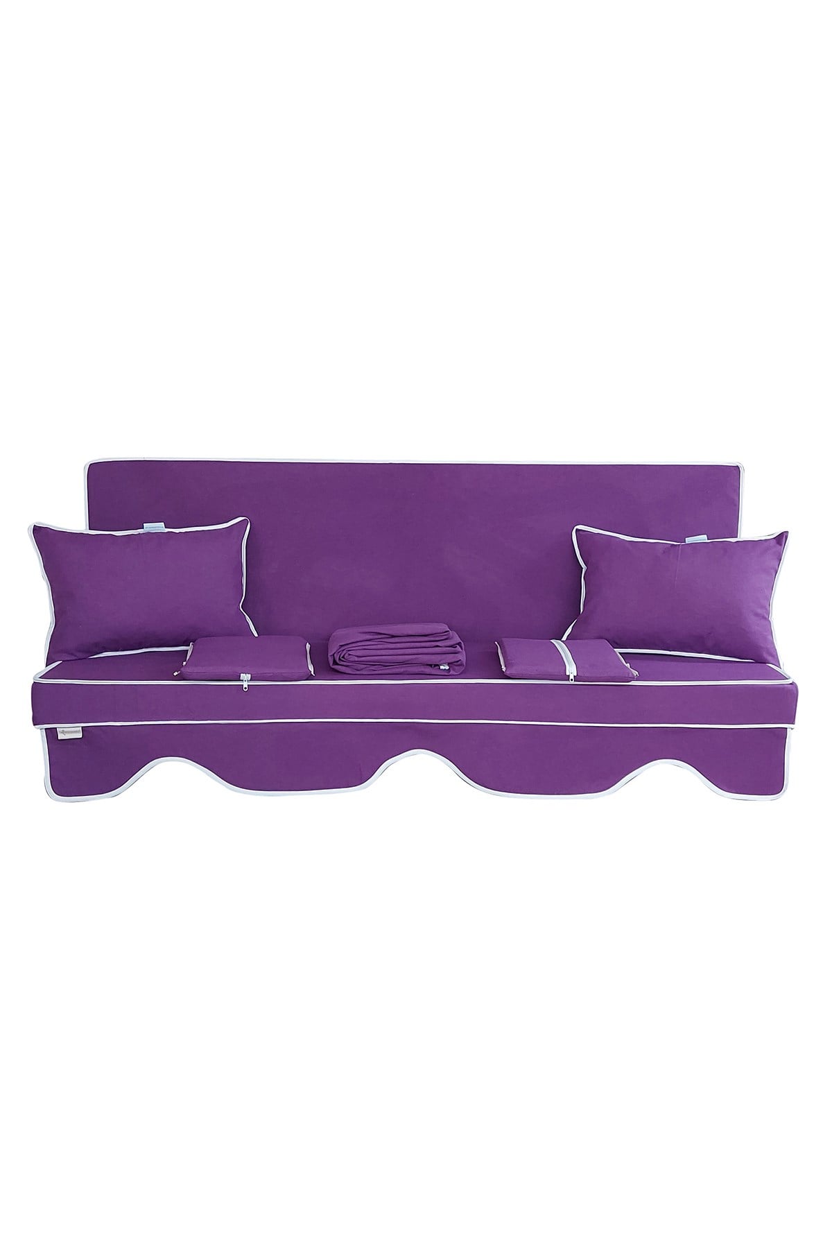 MİRZADE ELİT SALINCAK MİNDERİ SU İTİCİ KUMAŞ GRİ SÜNGER FERMUARLI SET-mor drm 2854