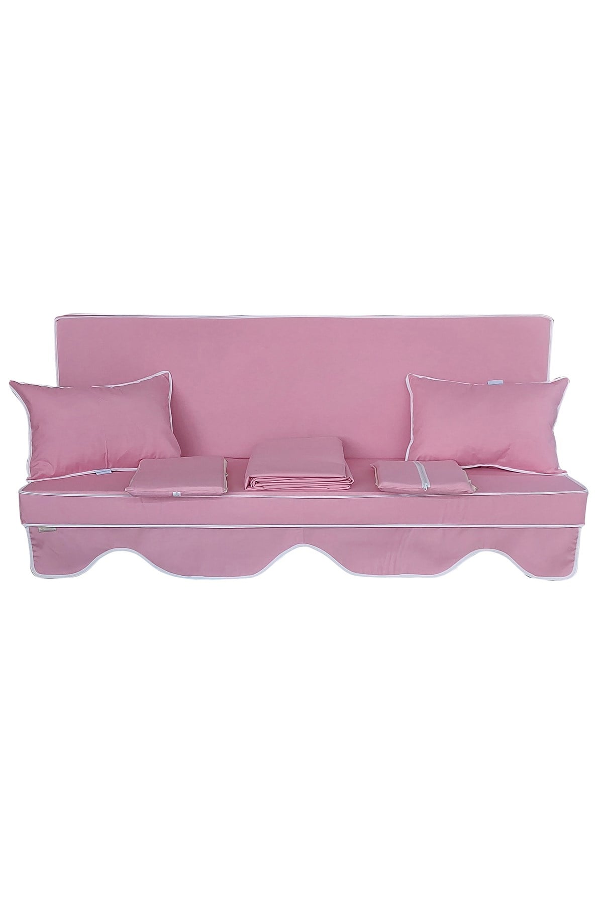 MİRZADE ELİT SALINCAK MİNDERİ SU İTİCİ KUMAŞ GRİ SÜNGER FERMUARLI SET-pembe tdrk 467