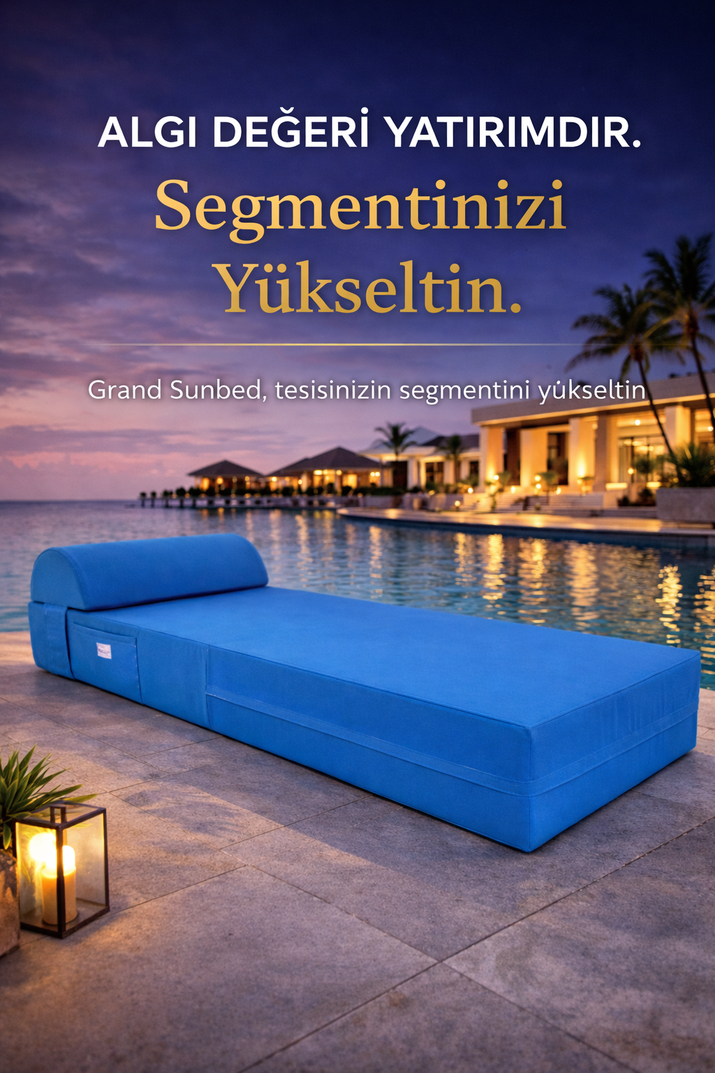 Grand Sunbed Güneşlenme Minderi - Turkuaz Mavi̇ | Yastıklı, Su Geçirmez | Mirzade