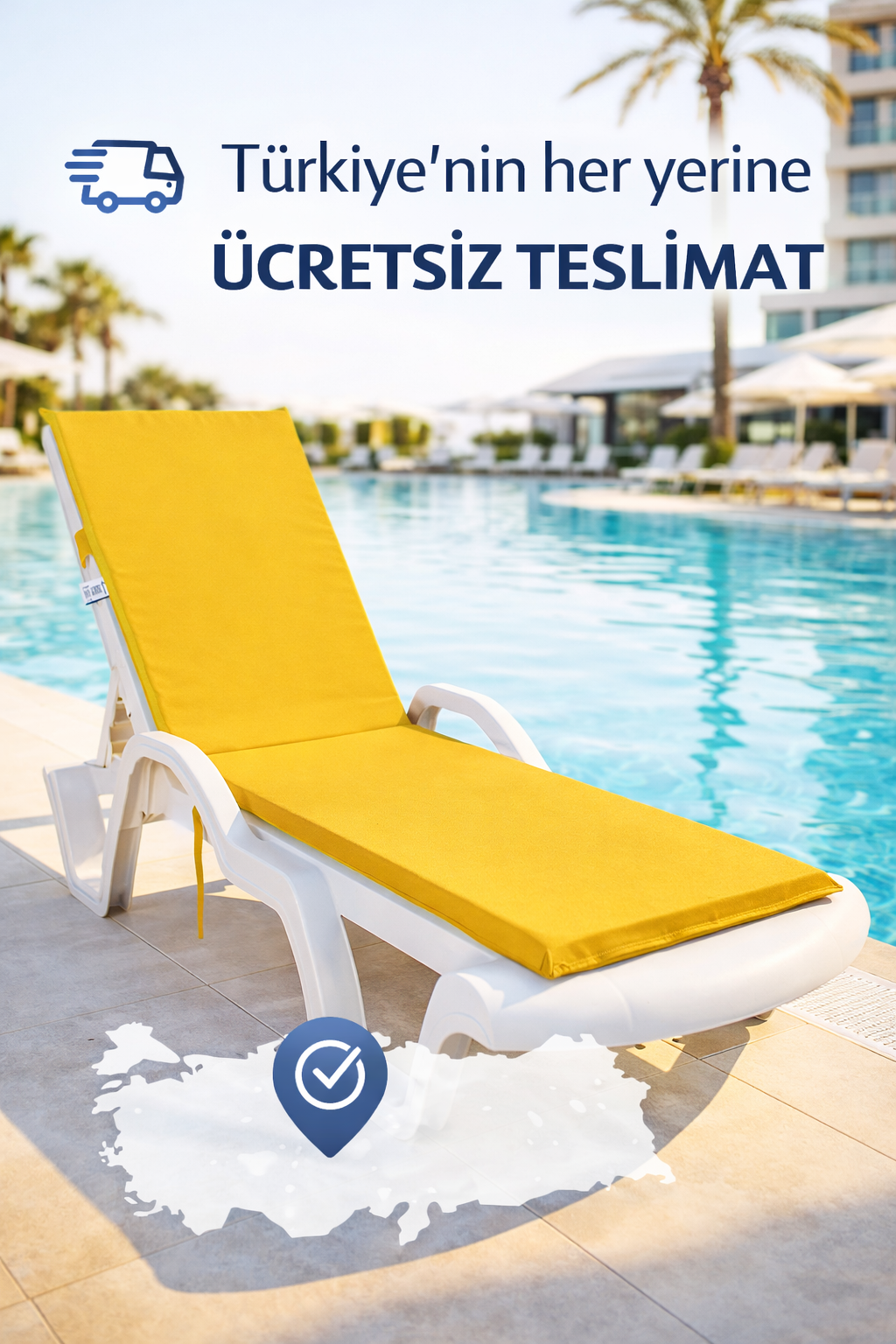 Mi̇rzade Şezlong Mi̇nderi̇ Standart Su Geçi̇rmez Malzeme-Sari | Su Geçirmez Şezlong Minderi – 5 cm Sünger