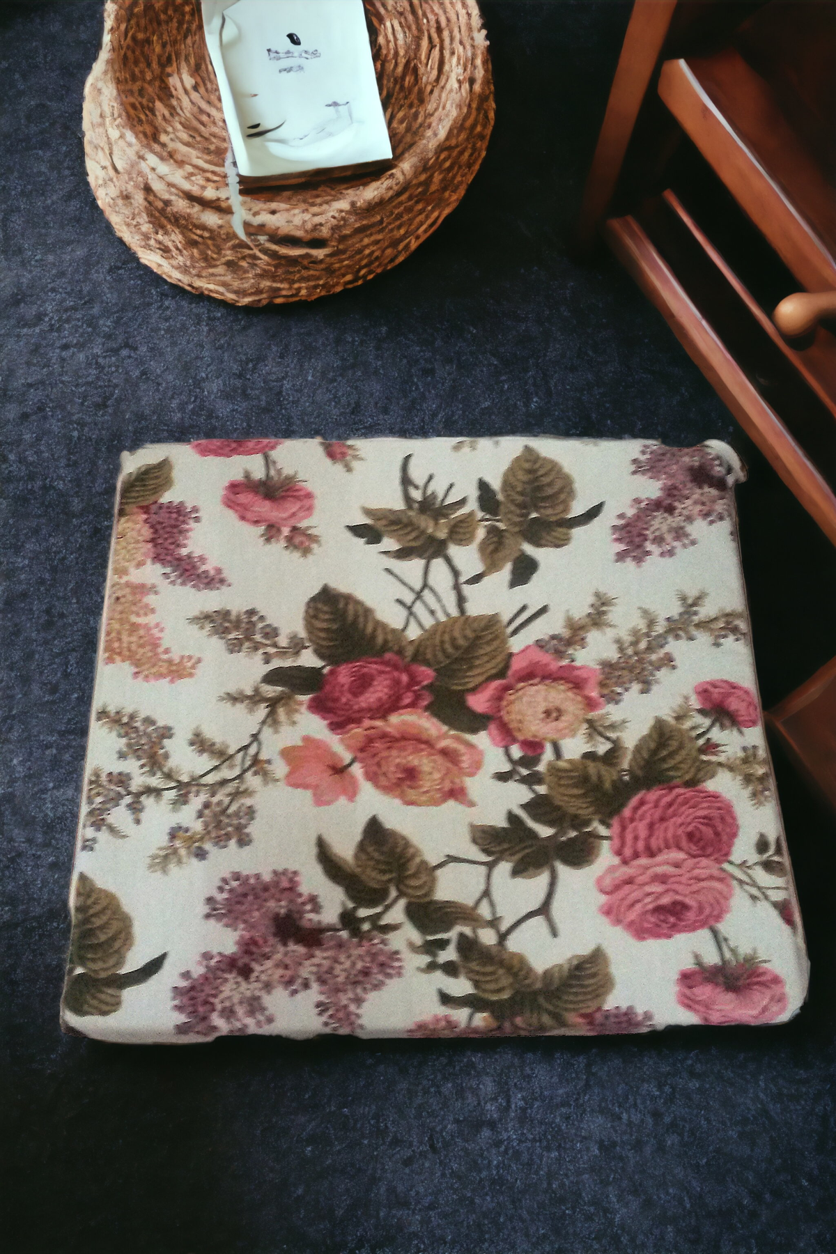 Mirzade 4lü Paket Sandalye Minderi tekli 40x40-ingiliz gülü 208