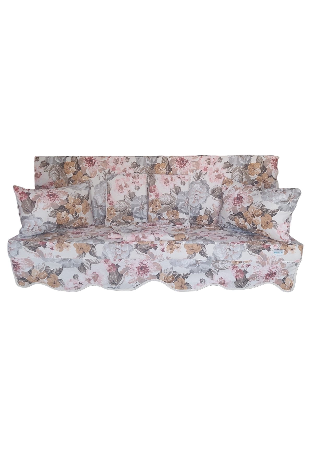 MİRZADE ELİT SALINCAK MİNDERİ SU İTİCİ KUMAŞ GRİ SÜNGER FERMUARLI SET-prm 001 pembe gül