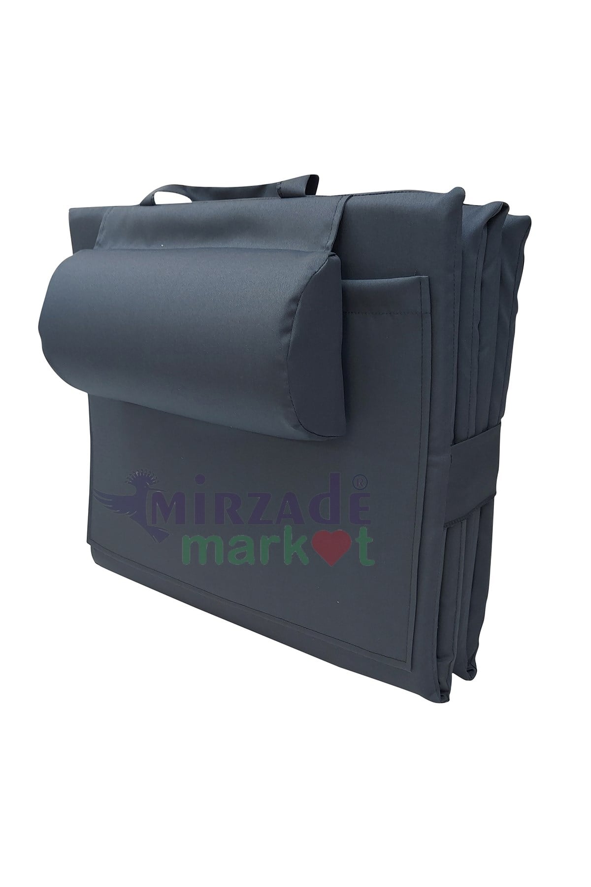 Mi̇rzade Lüks Plaj Mi̇nderi̇ Çanta Katlanir Su Geçi̇rmez-Koyu Gri̇ | Yastıklı, Fermuarlı, Çantalı Lüks Plaj Minderi – 50x180x3 cm