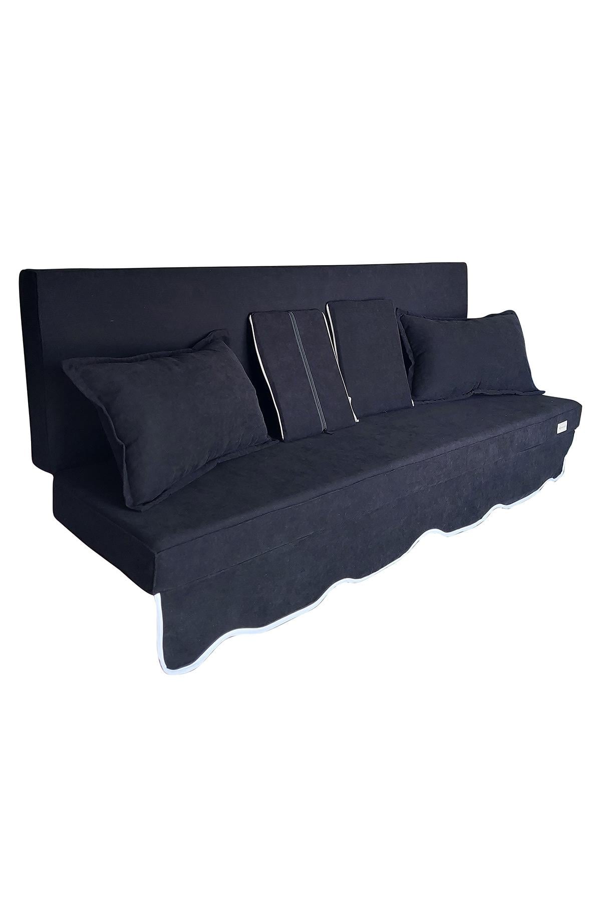 MİRZADE SOFA SOFT KUMAŞ TENTESİZ 28 DNS SÜNGER  SALINCAK MİNDERİ-sofa salıncak siyah
