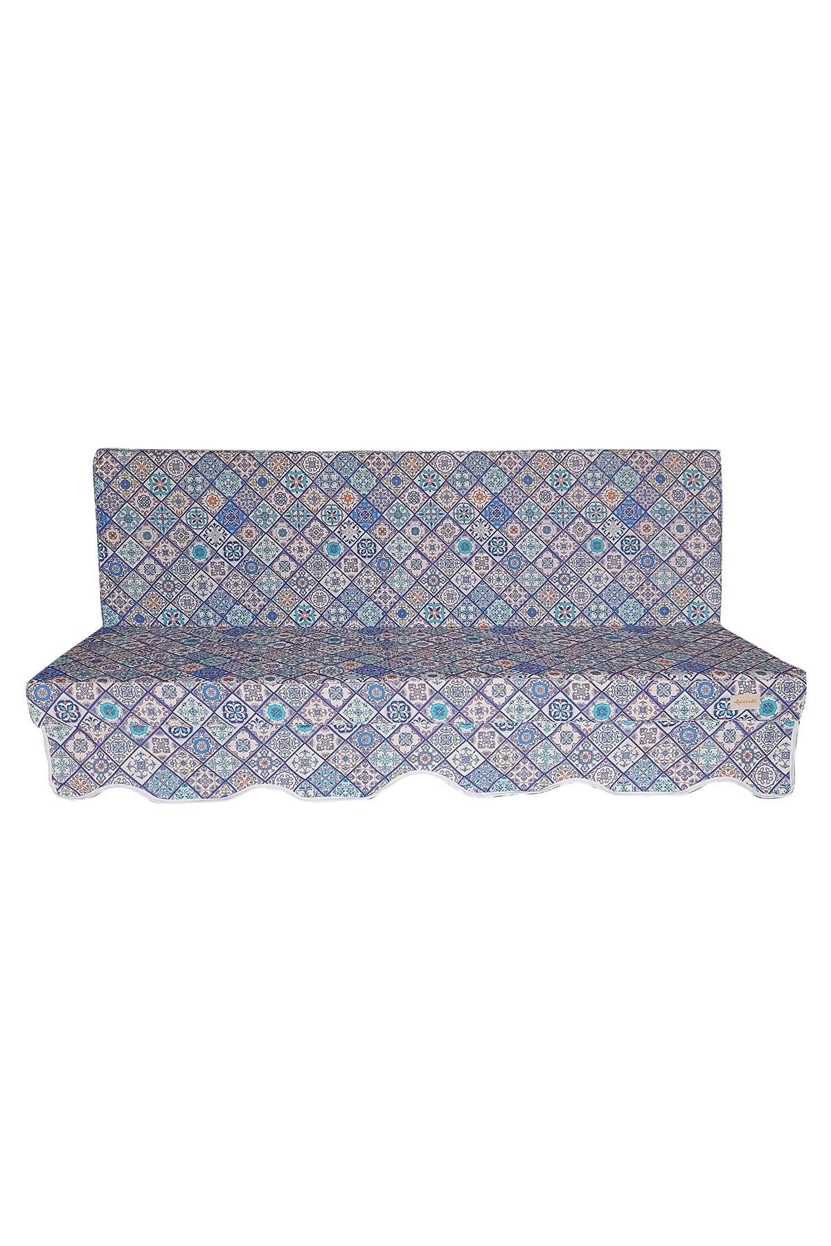 MİRZADE SOFA SOFT KUMAŞ TENTESİZ 28 DNS SÜNGER  SALINCAK MİNDERİ-sofa salıncak mavi çini