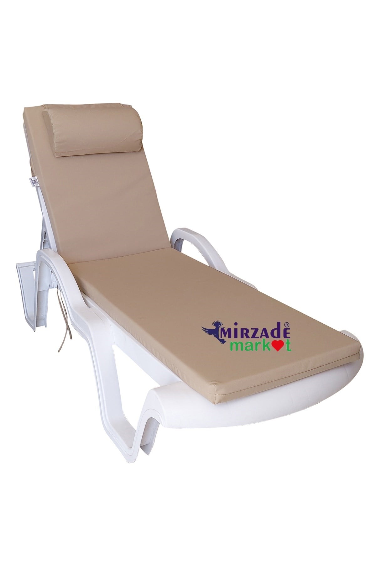 Mi̇rzade Şezlong Mi̇nderi̇ Lüks Su Geçi̇rmez Kumaş Yastikli Gri̇ Süngerli̇ Fermuarli-A. Bej | Yastıklı Lüks Şezlong Minderi – 5 cm Sünger