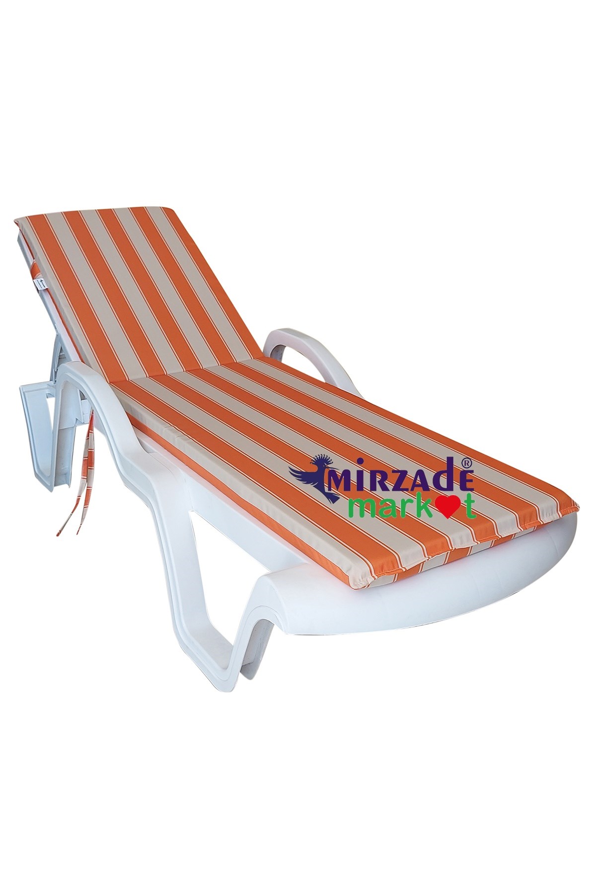 Mi̇rzade Şezlong Mi̇nderi̇ Standart Su Geçi̇rmez Malzeme-Turuncu Krem | Su Geçirmez Şezlong Minderi – 5 cm Sünger