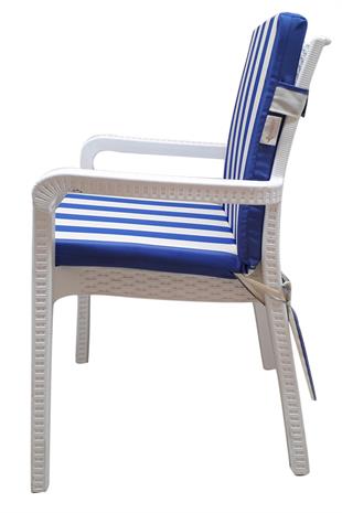 Mi̇rzade 4 Adet Eli̇t Su Geçi̇rmez Yüksek Arkali Mi̇nder-Mavi̇/Krem | 4’lü Su Geçirmez Yüksek Arkalı Sandalye Minderi – Fermuarlı