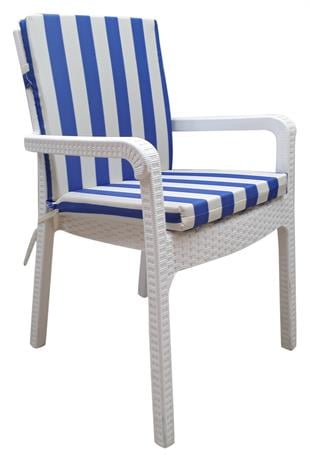 Mi̇rzade 4 Adet Eli̇t Su Geçi̇rmez Yüksek Arkali Mi̇nder-Mavi̇/Krem | 4’lü Su Geçirmez Yüksek Arkalı Sandalye Minderi – Fermuarlı