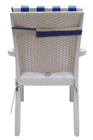 6 Adet Eli̇t Su Geçi̇rmez Yüksek Arkali Mi̇nder-Mavi̇/Krem | 6’lı Su Geçirmez Yüksek Arkalı Sandalye Minderi – Fermuarlı