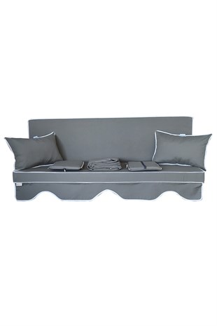 MİRZADE ELİT SALINCAK MİNDERİ SU İTİCİ KUMAŞ GRİ SÜNGER FERMUARLI SET-koyu gri drm 3979