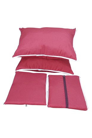 MİRZADE ELİT SALINCAK MİNDERİ SU İTİCİ KUMAŞ GRİ SÜNGER FERMUARLI SET-bordo drk 7154