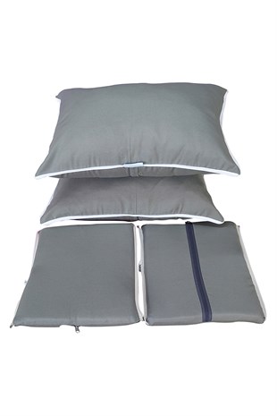 MİRZADE ELİT SALINCAK MİNDERİ SU İTİCİ KUMAŞ GRİ SÜNGER FERMUARLI SET-koyu gri drm 3979