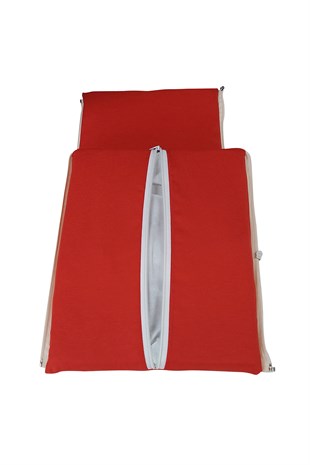 MİRZADE ELİT SALINCAK MİNDERİ SU İTİCİ KUMAŞ GRİ SÜNGER FERMUARLI SET-kırmızı tdrk 301