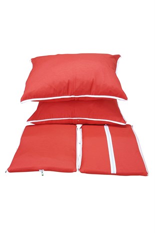 MİRZADE ELİT SALINCAK MİNDERİ SU İTİCİ KUMAŞ GRİ SÜNGER FERMUARLI SET-kırmızı tdrk 301