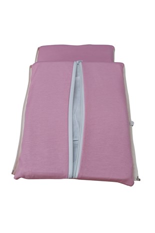 MİRZADE ELİT SALINCAK MİNDERİ SU İTİCİ KUMAŞ GRİ SÜNGER FERMUARLI SET-pembe tdrk 467