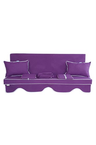 MİRZADE ELİT SALINCAK MİNDERİ SU İTİCİ KUMAŞ GRİ SÜNGER FERMUARLI SET-mor drm 2854