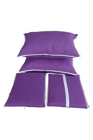 MİRZADE ELİT SALINCAK MİNDERİ SU İTİCİ KUMAŞ GRİ SÜNGER FERMUARLI SET-mor drm 2854