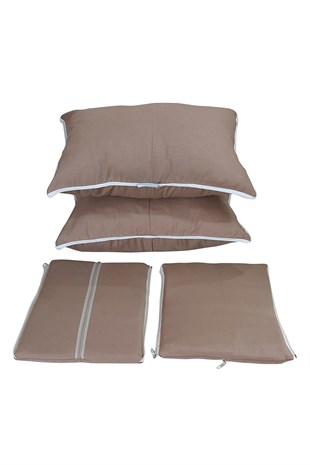 MİRZADE ELİT SALINCAK MİNDERİ SU İTİCİ KUMAŞ GRİ SÜNGER FERMUARLI SET-sütlü kahve drk 7444