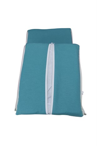 MİRZADE ELİT SALINCAK MİNDERİ PAMUKLU PANAMA KUMAŞ 10 CM GRİ SÜNGER 3 KİŞİLİK TAM TAKIM-YEŞİL