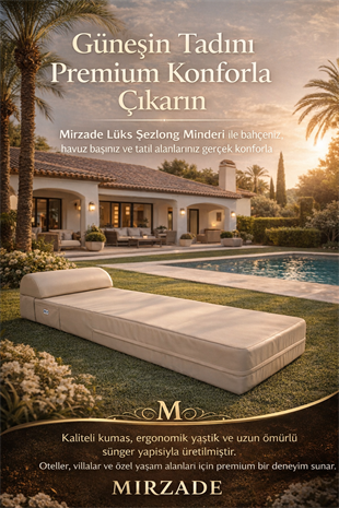 Grand Sunbed Güneşlenme Minderi - Açik Bej | Yastıklı, Su Geçirmez | Mirzade