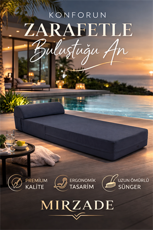 Grand Sunbed Güneşlenme Minderi - Koyu Gri̇ | Yastıklı, Su Geçirmez | Mirzade