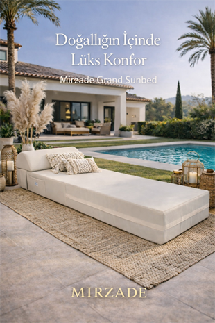 Grand Sunbed Güneşlenme Minderi - Krem | Yastıklı, Su Geçirmez | Mirzade