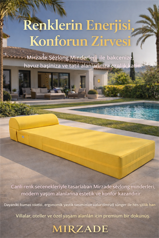Grand Sunbed Güneşlenme Minderi - Sari | Yastıklı, Su Geçirmez | Mirzade