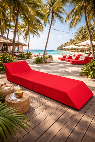 Katlanır Sunbed Güneşlenme Minderi - Kırmızı | Taşınabilir, Su Geçirmez | Mirzade